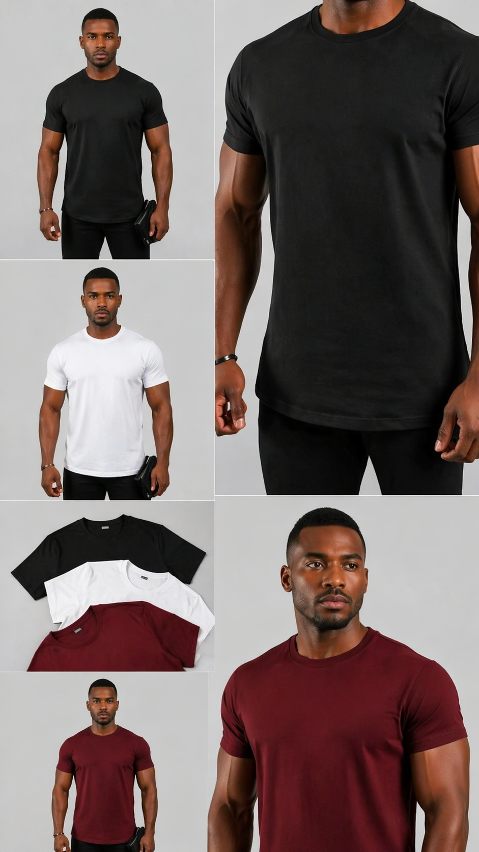 T-shirt Essentiel - Noir / Blanc / Bordeaux